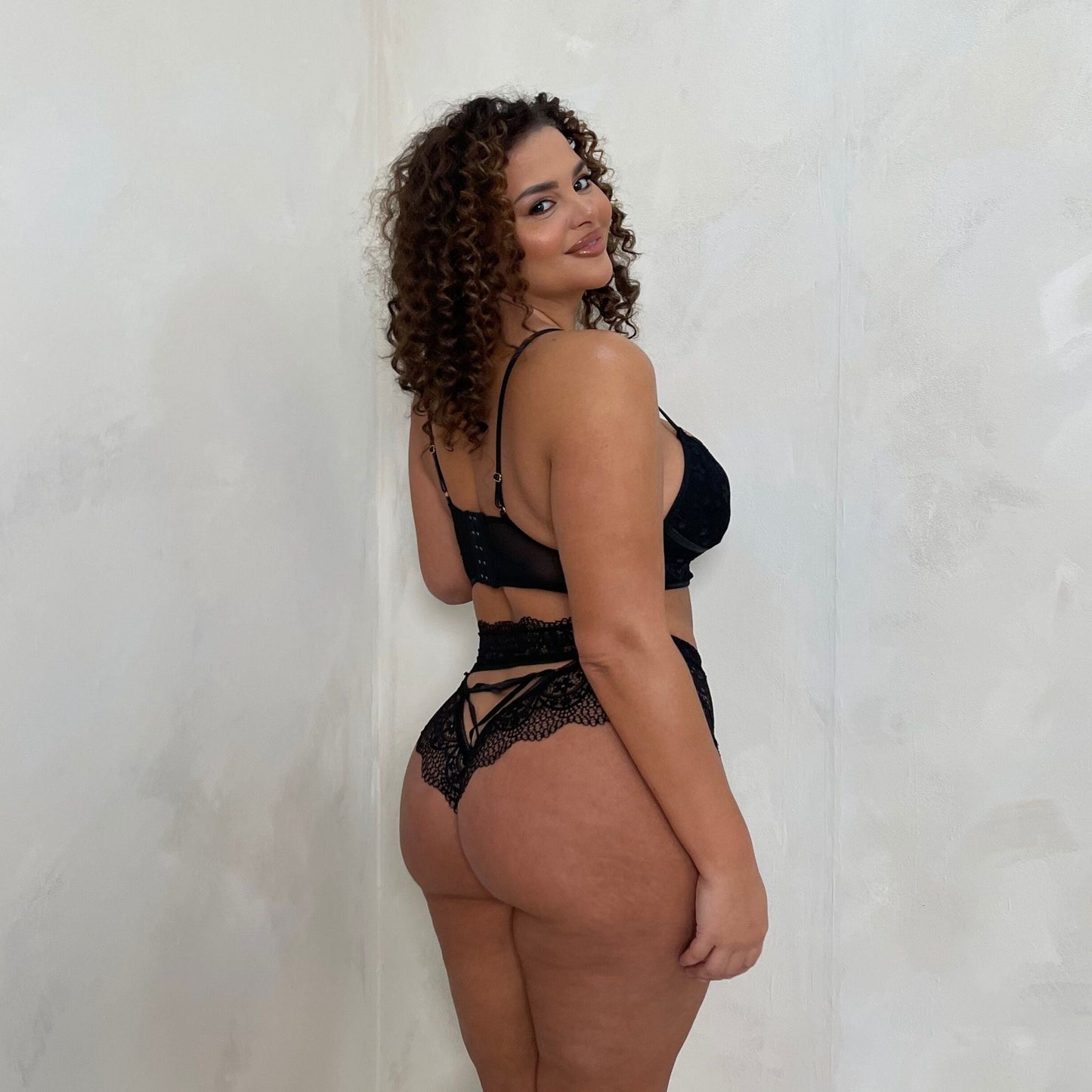 Sienna Lace Overlay Cami Set & High Waisted Brief