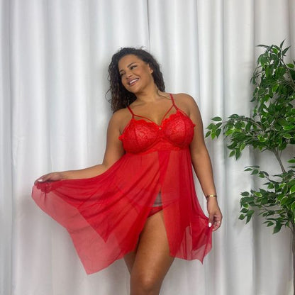 Freda Asymmetrical Babydoll Dress with Matching Thong