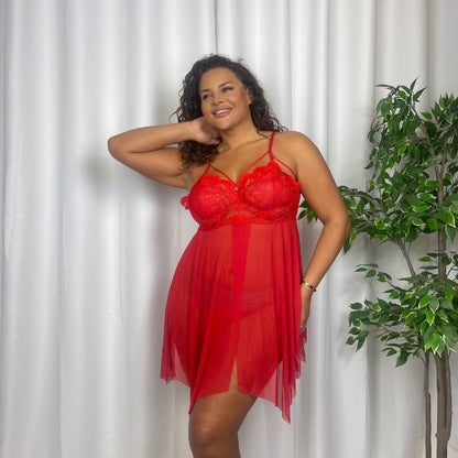 Freda Asymmetrical Babydoll Dress with Matching Thong